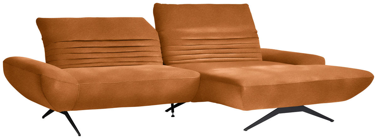 ECKSOFA  in Teddystoff Cognac  280/170-195 cm  - Cognac/Schwarz, Design, Textil/Metall (280/170-195cm) - Dieter Knoll