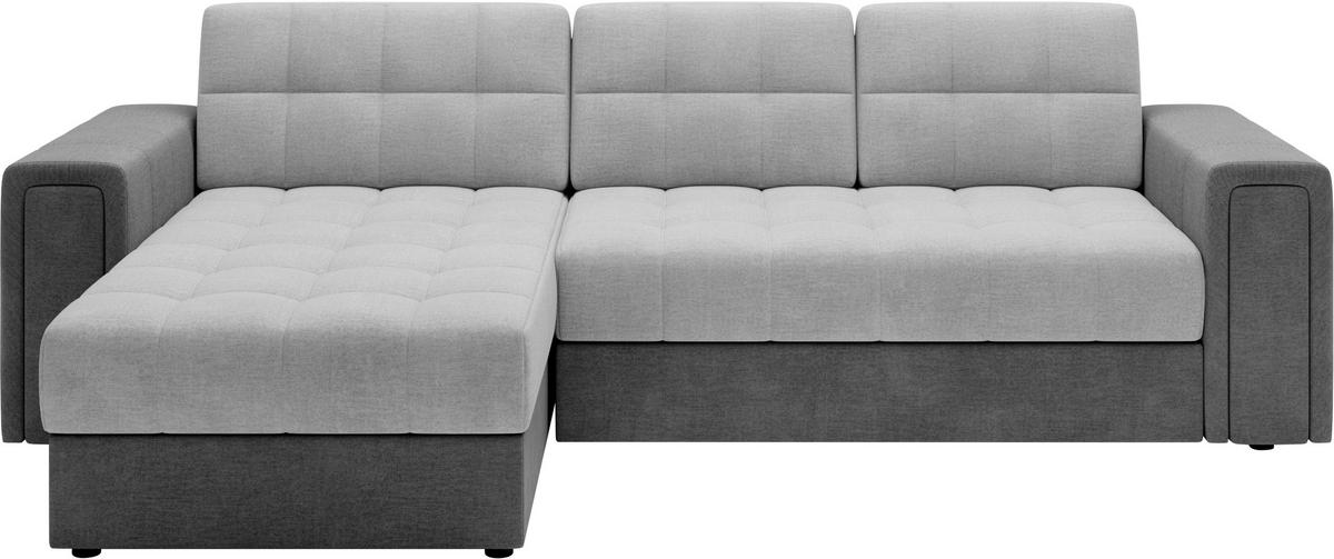 ECKSOFA Samt Hellgrau, Dunkelgrau  - Dunkelgrau/Hellgrau, Design, Kunststoff/Textil (260/150cm) - MID.YOU