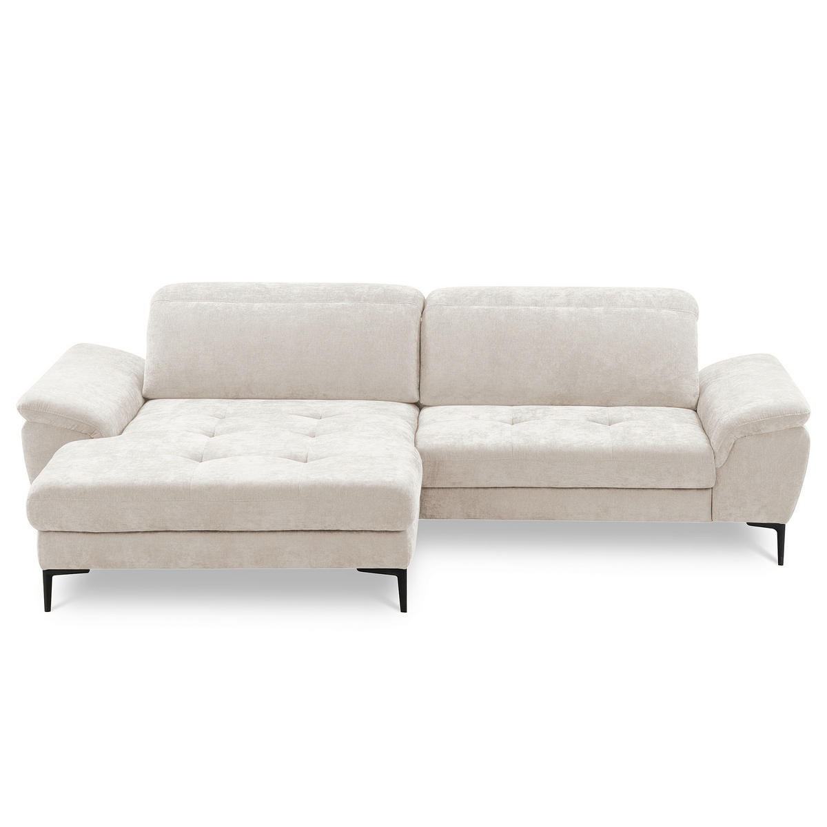ECKSOFA  Webstoff Sandfarben  - Sandfarben/Schwarz, Design, Textil/Metall (195/268cm) - Livetastic