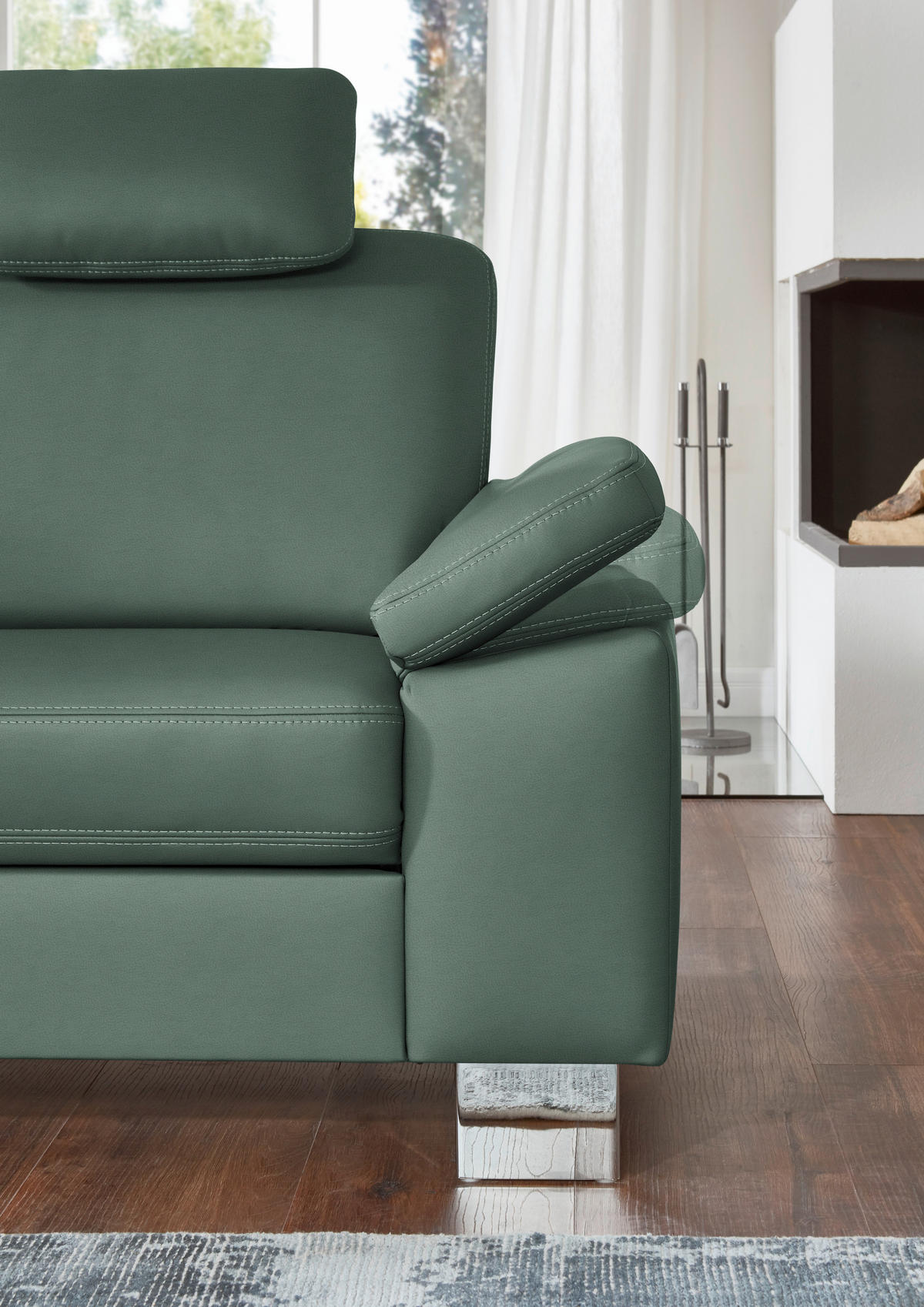 ECKSOFA  in Echtleder Opal  235/248 cm  - Opal/Alufarben, Design, Leder/Metall (235/248cm) - Beldomo Premium