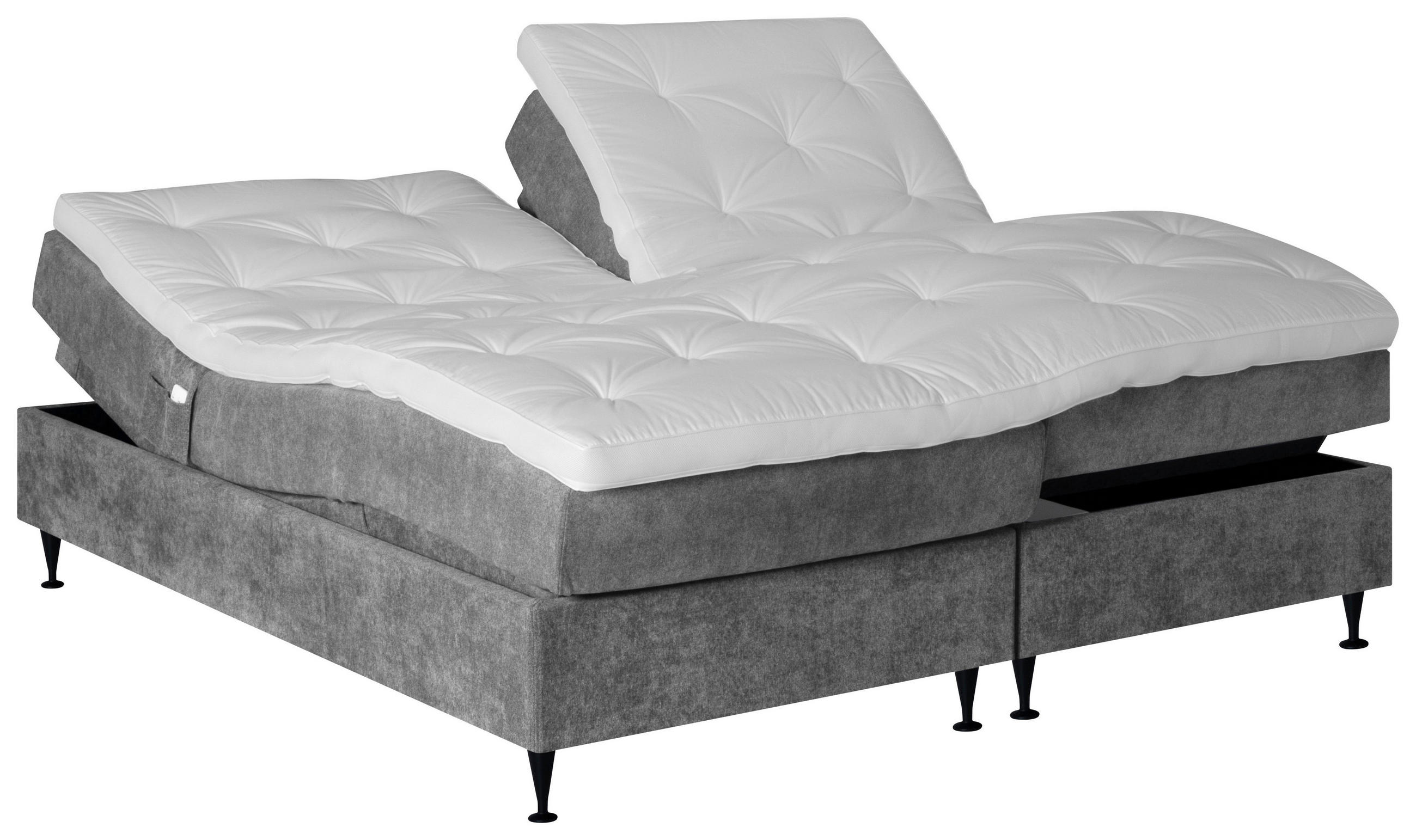 STÄLLBAR SÄNG 210/210 cm  i grå   - svart/grå, Klassisk, metall/trä (210/210cm) - Ambiente