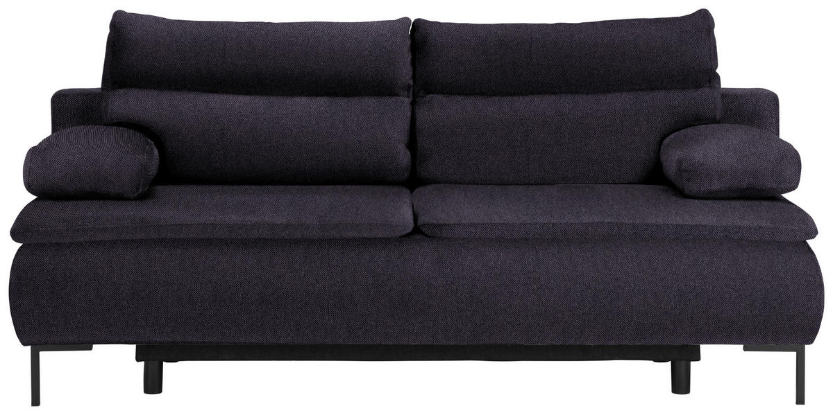 BOXSPRINGSOFA in Webstoff Schwarz  - Schwarz, Design, Textil/Metall (202/93/100cm) - Novel