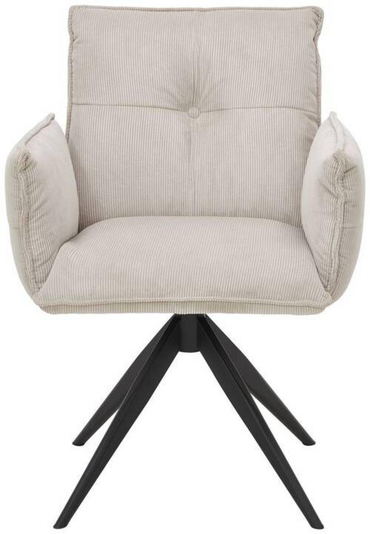 ARMLEHNSTUHL  in Eisen Cord  - Beige/Schwarz, Design, Textil/Metall (63,5/85/63,5cm) - Novel
