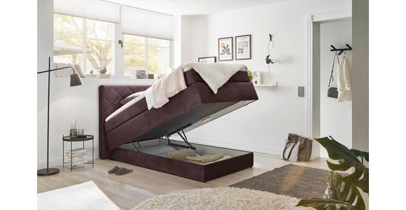 BOXSPRINGBETT 140/200 cm  in Aubergine  - Aubergine/Schwarz, KONVENTIONELL, Kunststoff/Textil (140/200cm) - Xora