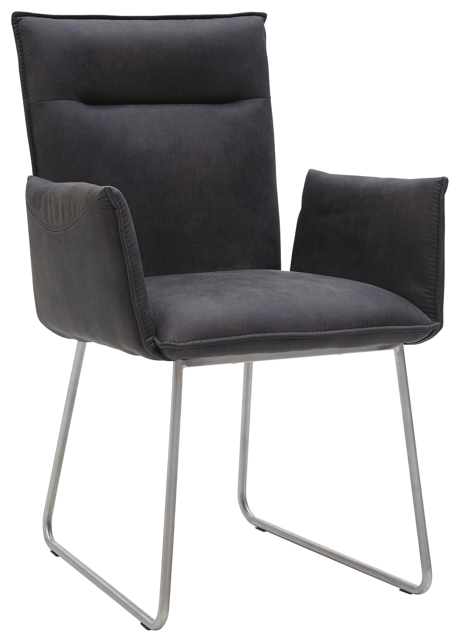 ARMLEHNSTUHL  in Mikrofaser  - Edelstahlfarben/Anthrazit, Design, Textil/Metall (59/87/62cm) - Valnatura