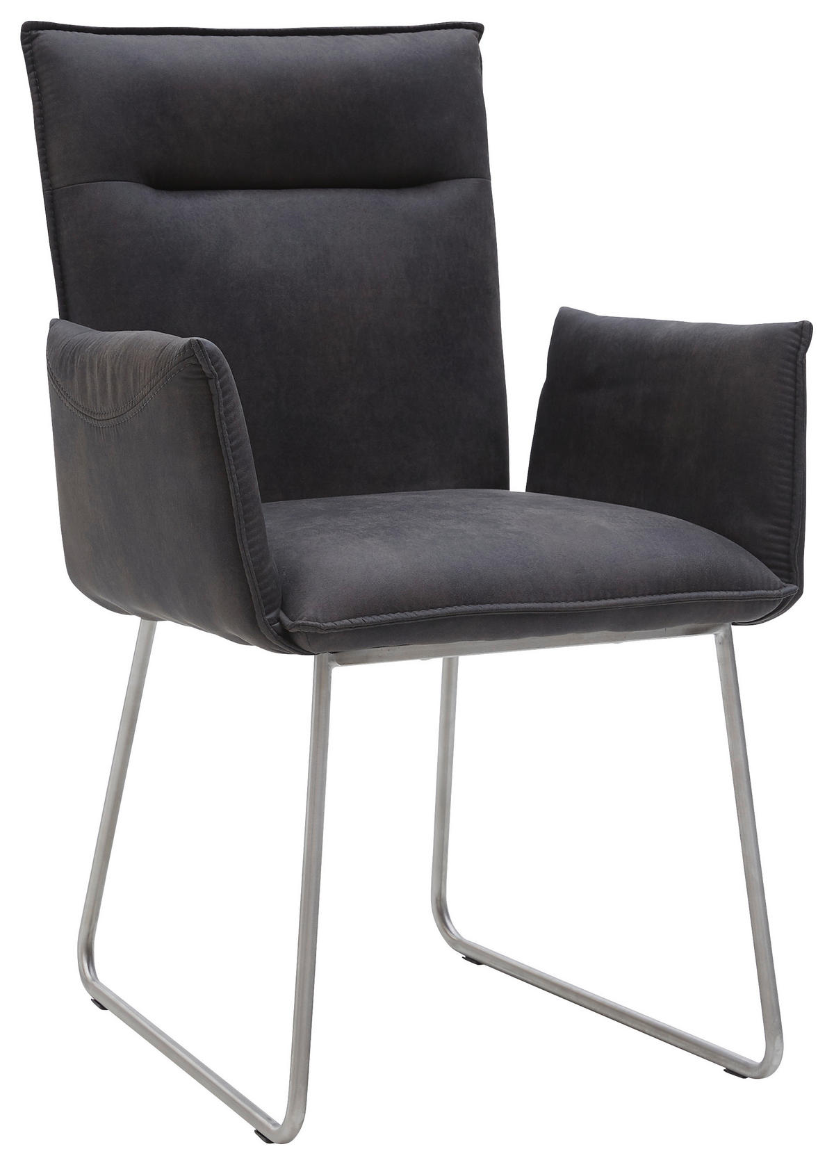 ARMLEHNSTUHL  in Mikrofaser  - Edelstahlfarben/Anthrazit, Design, Textil/Metall (59/87/62cm) - Valnatura