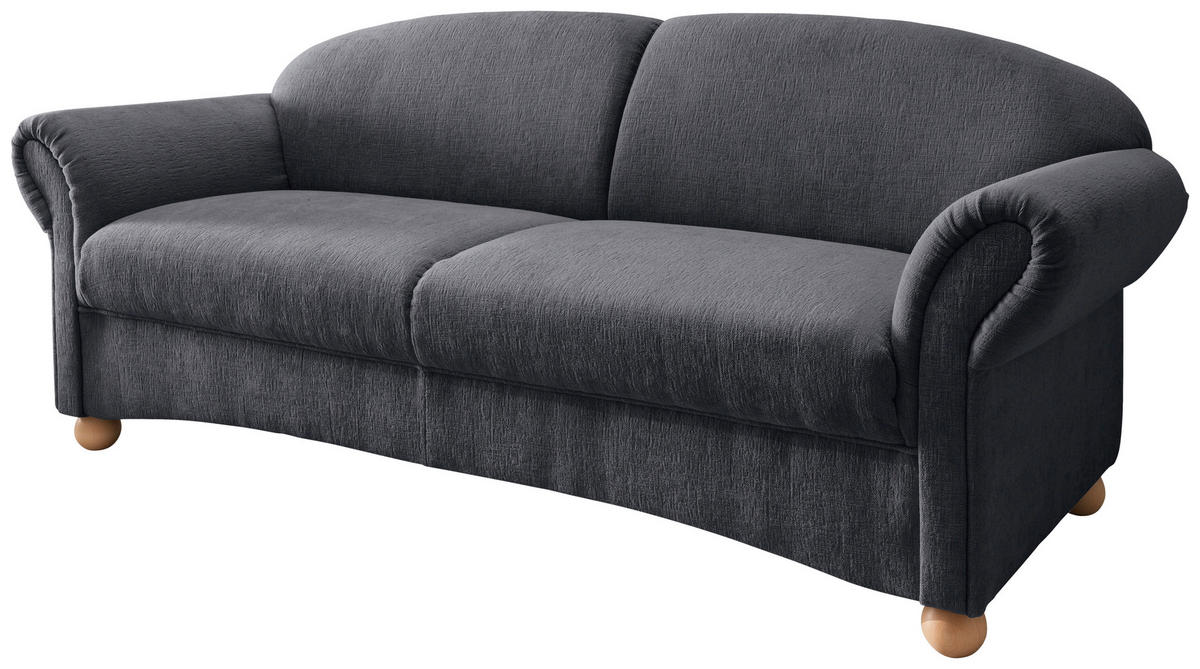 2,5-SITZER Mikrofaser Anthrazit  - Wildeiche/Anthrazit, KONVENTIONELL, Holz/Textil (198/84/80cm) - Livetastic