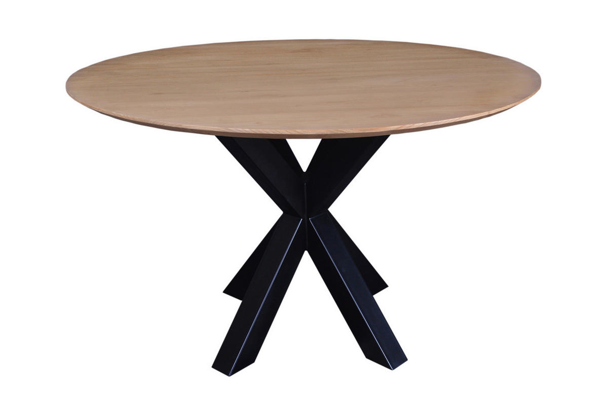 ESSTISCH 120/120/75 cm Echtholz  Holz, Metall rund Naturfarben, Schwarz  - Schwarz/Naturfarben, MODERN, Holz/Metall (120/120/75cm) - MID.YOU