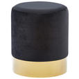 HOCKER Samt Schwarz, Goldfarben - Goldfarben/Schwarz, Trend, Textil/Metall (35/42/35cm) - Xora