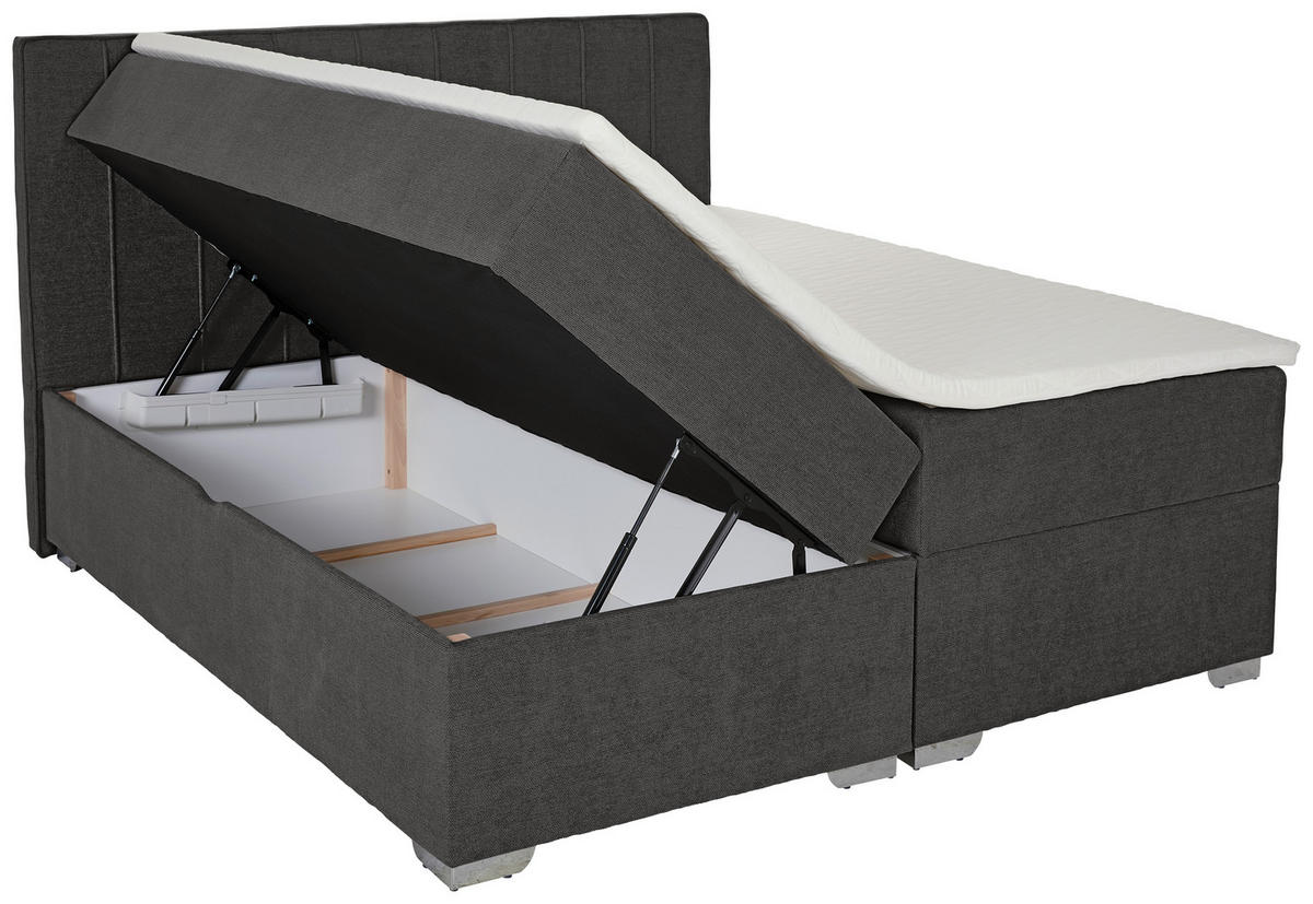BOXBETT 200/200 cm  in Graphitfarben  - Chromfarben/Graphitfarben, Trend, Kunststoff/Textil (200/200cm) - Boxxx