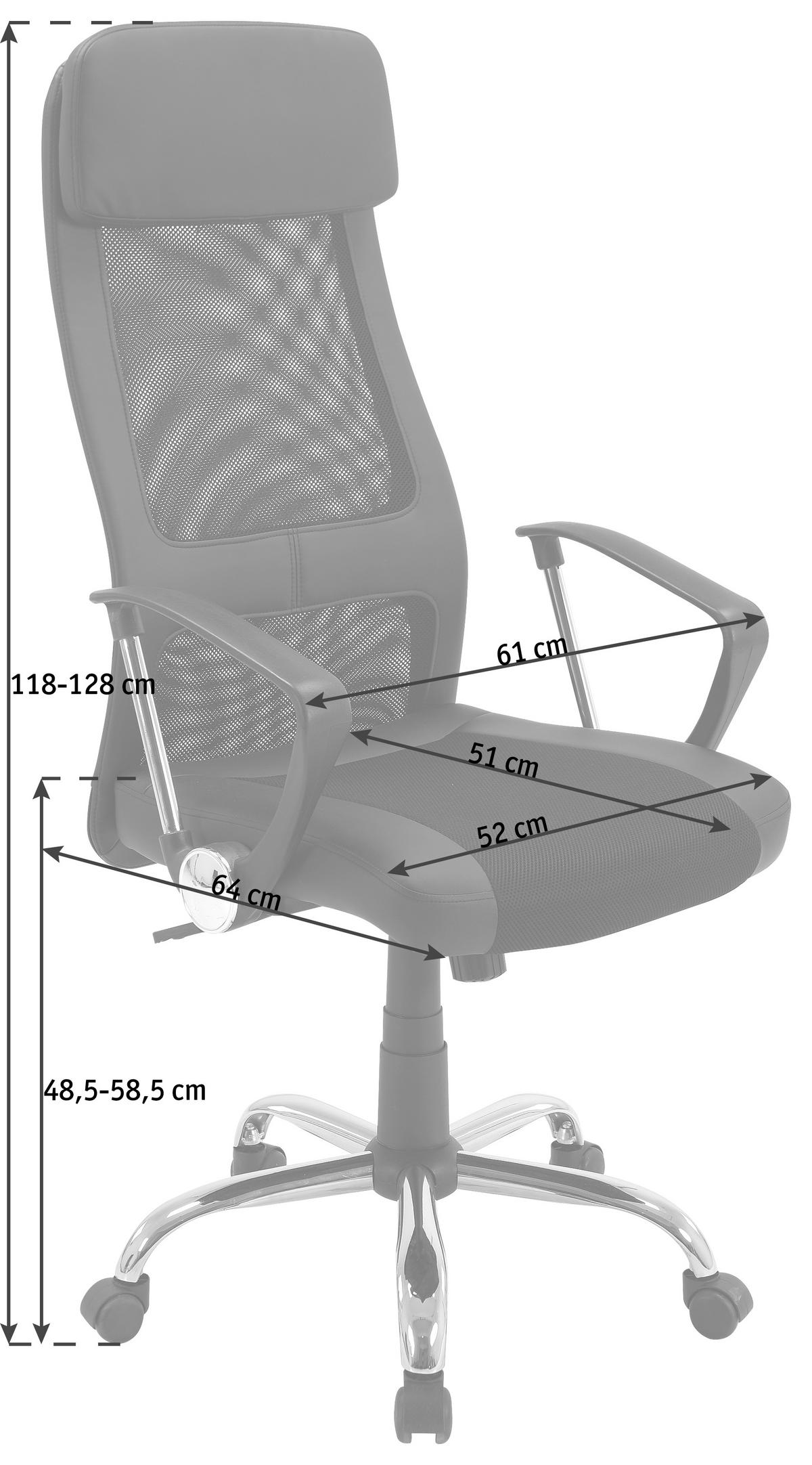 VRTLJIVI STOL kovina, umetna masa, tekstil črna, barve kroma  - barve kroma/črna, Basics, kovina/umetna masa (61/118-128/64cm) - Carryhome