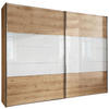 SCHWEBETÜRENSCHRANK 300/217/67 cm 2-türig Weiß, Eiche Bianco  - Chromfarben/Eiche Bianco, KONVENTIONELL, Glas/Holzwerkstoff (300/217/67cm) - Voleo