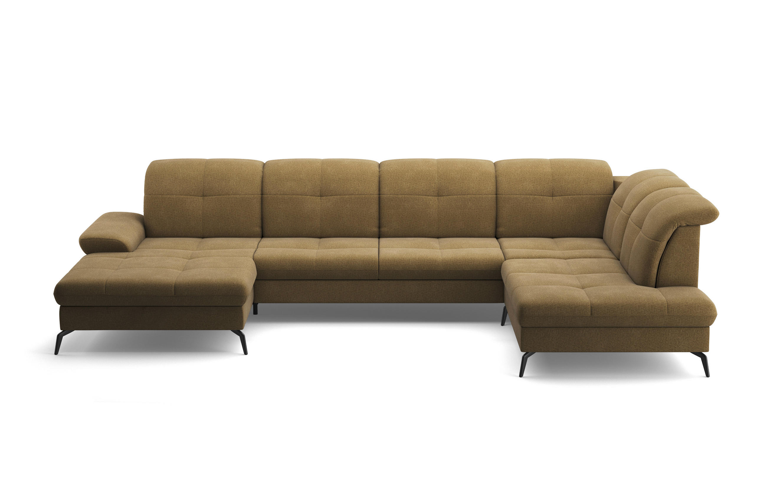WOHNLANDSCHAFT in Flachgewebe Olivgrün  - Schwarz/Olivgrün, Konventionell, Textil/Metall (185/357/231cm) - Sit & More
