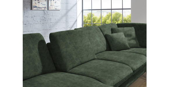 WOHNLANDSCHAFT in Velours Olivgrün - Schwarz/Olivgrün, Design, Textil/Metall (180/344/208cm) - Dieter Knoll