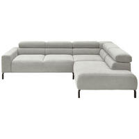ECKSOFA in Feincord Hellgrau  - Hellgrau/Schwarz, Design, Textil/Metall (273/219cm) - Pure Home Comfort