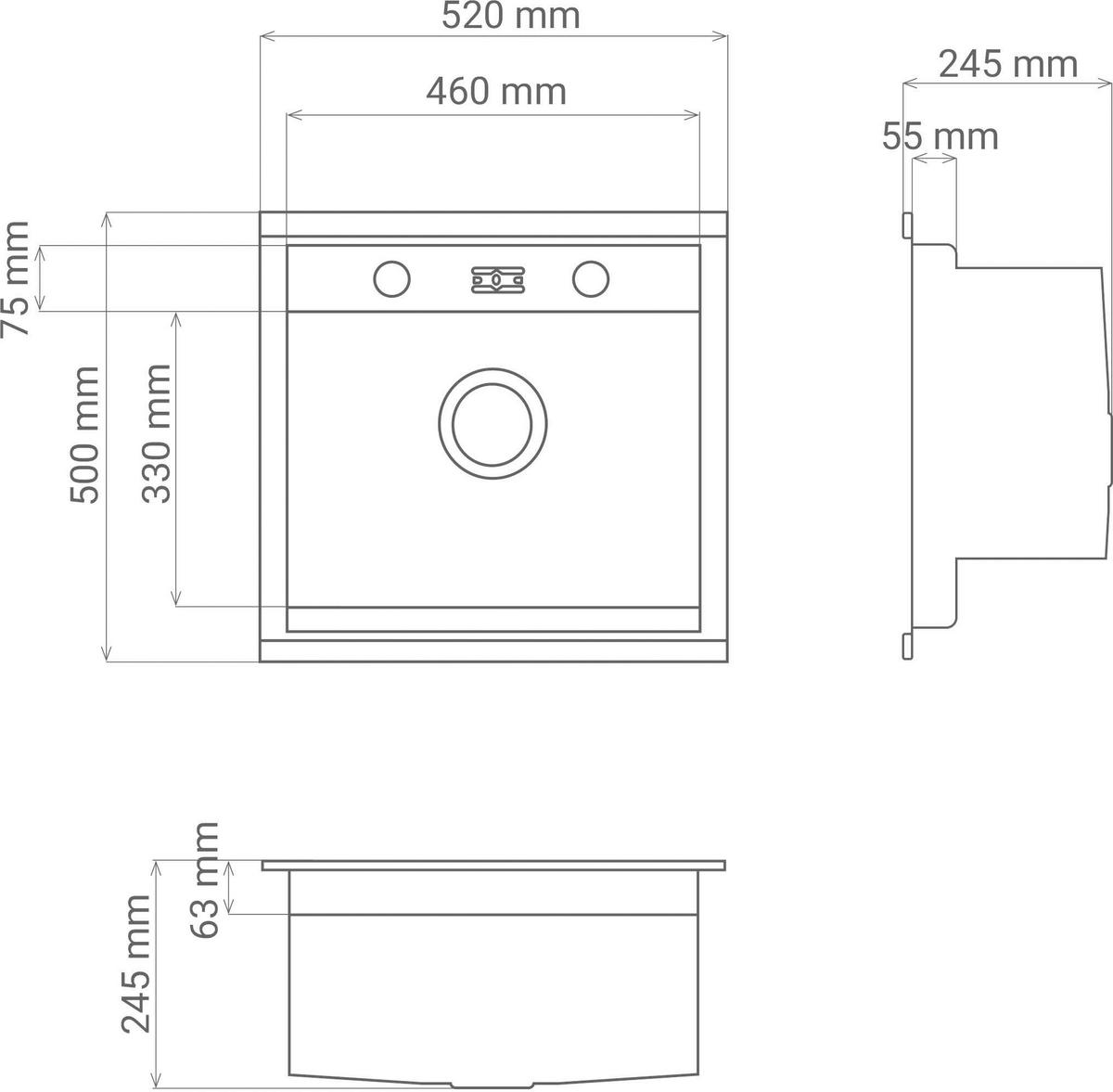 DISKHO 17501000520500100-80  - stålfärgad, Basics, metall (52/24,5/50cm) - Respekta
