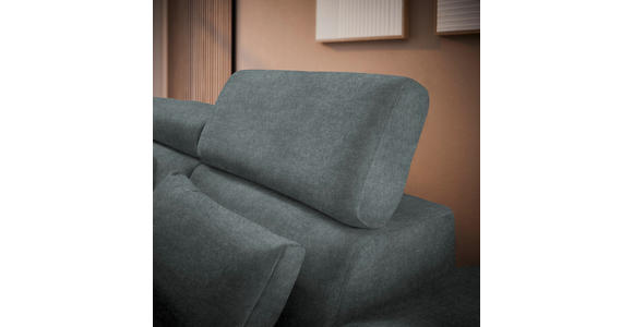 ECKSOFA in Samt Grau  - Schwarz/Grau, Design, Textil/Metall (264/299cm) - Novel