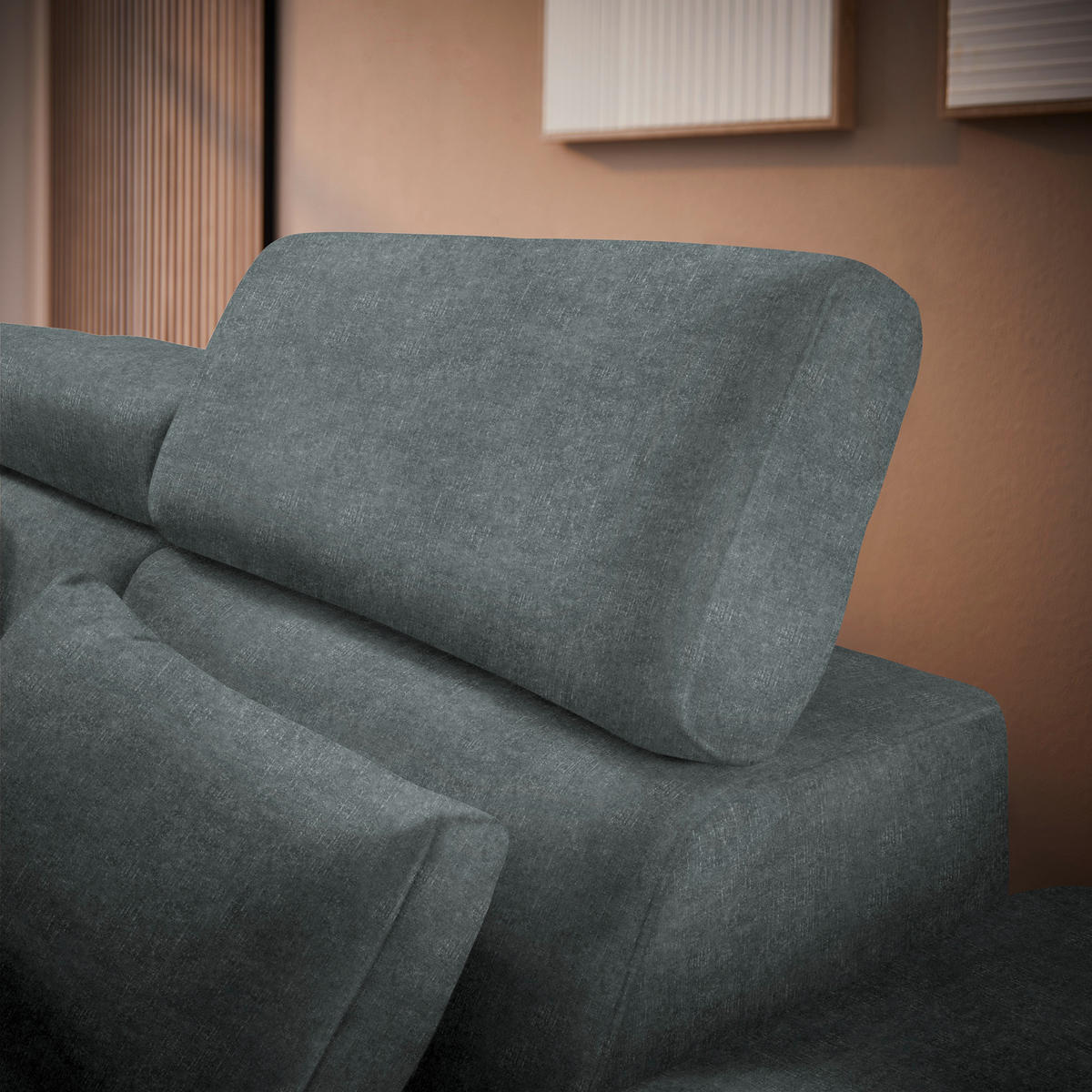 ECKSOFA in Velours Grau  264/299 cm  - Schwarz/Grau, Design, Textil/Metall (264/299cm) - Novel