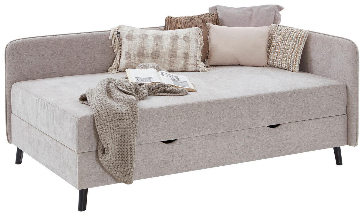 BOXBETT 120/200 cm  in Beige  - Beige/Schwarz, Design, Holz/Textil (120/200cm) - Boxxx