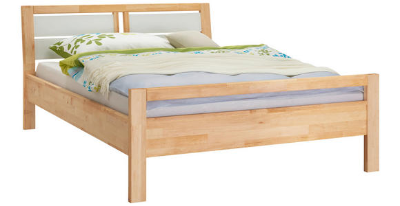 BETT 140/200 cm  in Weiß, Erlefarben   - Erlefarben/Weiß, Natur, Glas/Holz (140/200cm) - Linea Natura