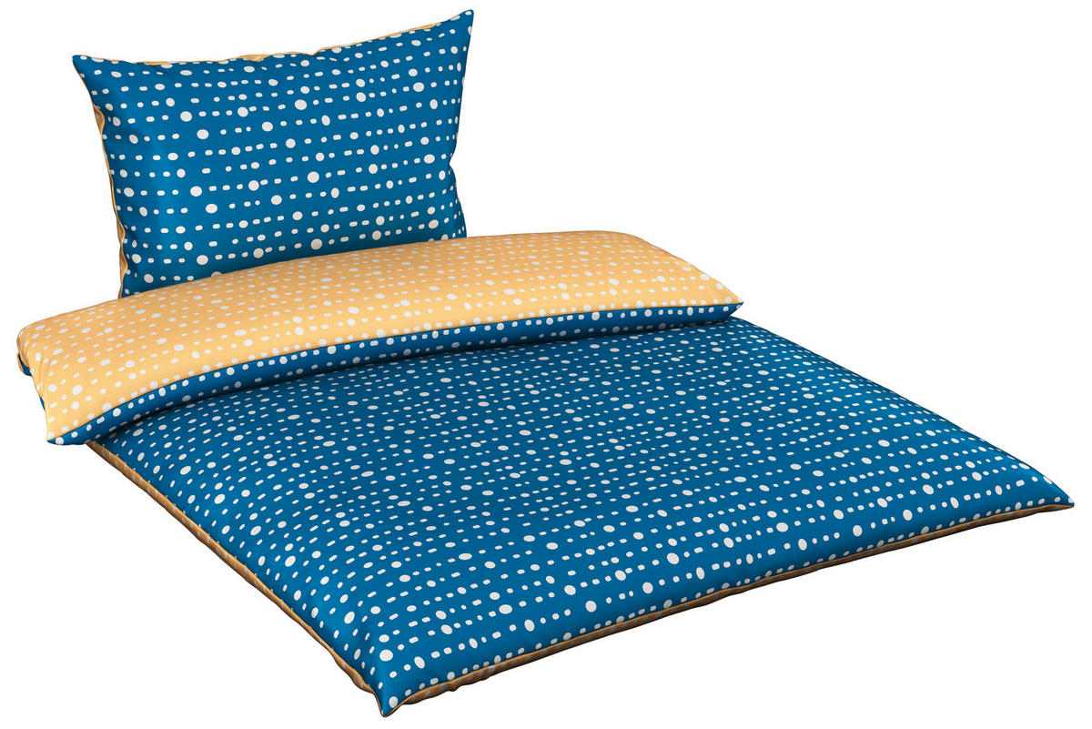 POSTELJINA SA DVA LICA 140/200 cm saten plava, narandžasta  - plava/narandžasta, Konvencionalno, tekstil (140/200cm) - Esposa