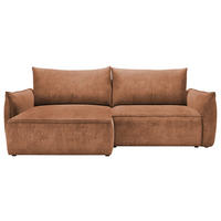 ECKSOFA Terracotta Struktur Rückenkissen, Bettkasten, Schlaffunktion, Rücken echt, Liegefläche im Originalstoff  - Terracotta/Schwarz, KONVENTIONELL, Kunststoff/Textil (148/266cm) - Milino