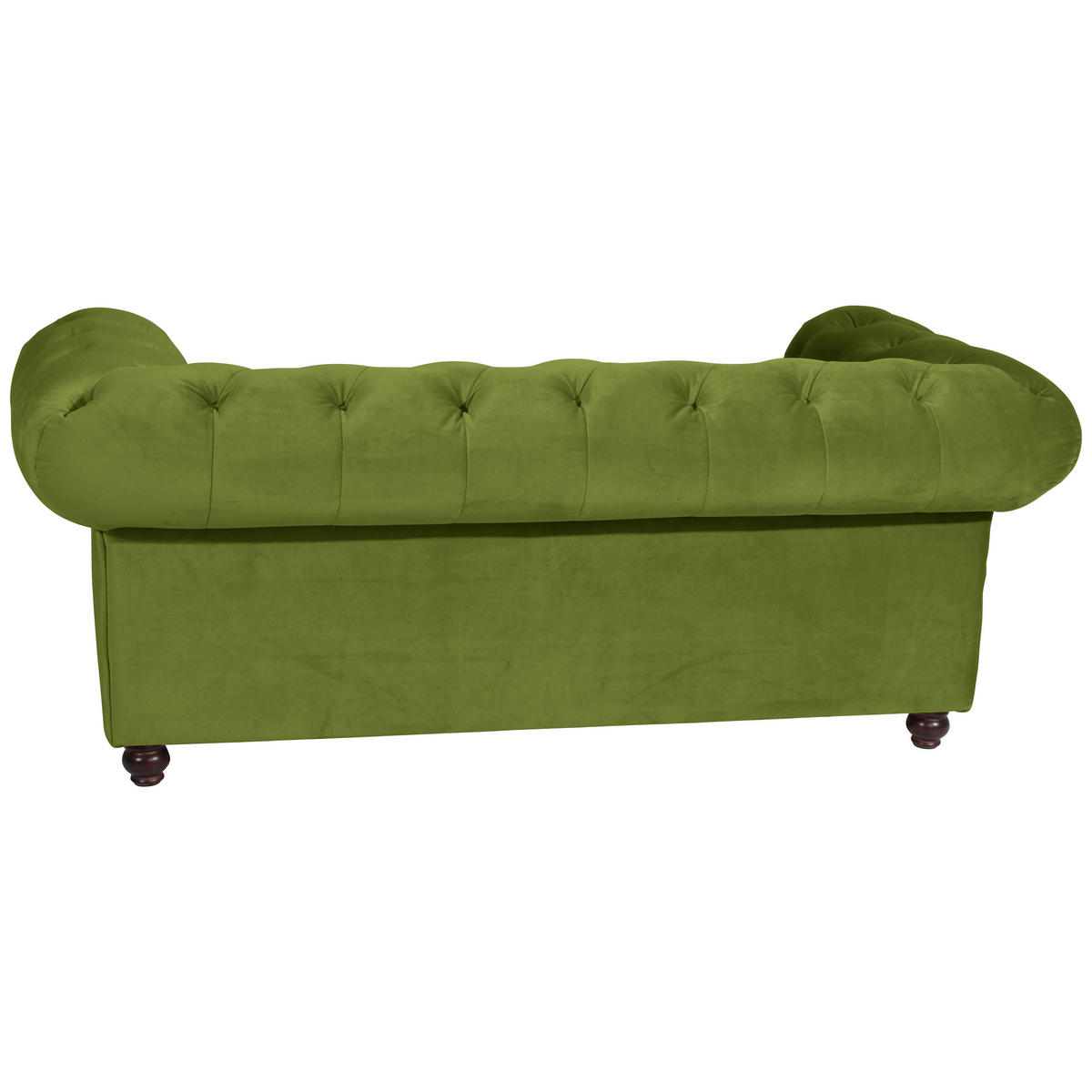 CHESTERFIELD-SOFA Orleans in Samt, Velours Olivgrün  - Nussbaumfarben/Olivgrün, Design, Holz/Textil (196/77/100cm) - Max Winzer