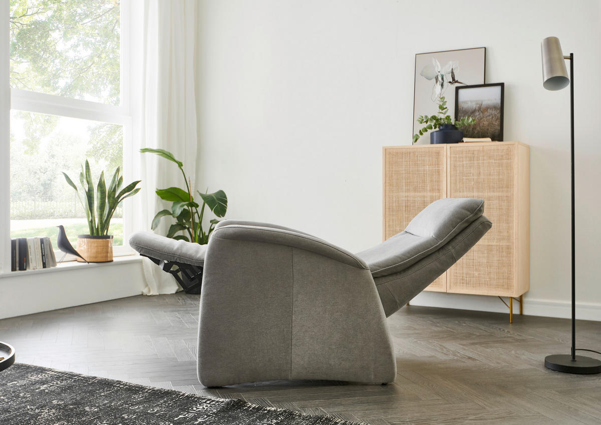 FERNSEHSESSEL in Chenille Grau  - Grau, Konventionell, Textil (79/114/87cm) - Valdera