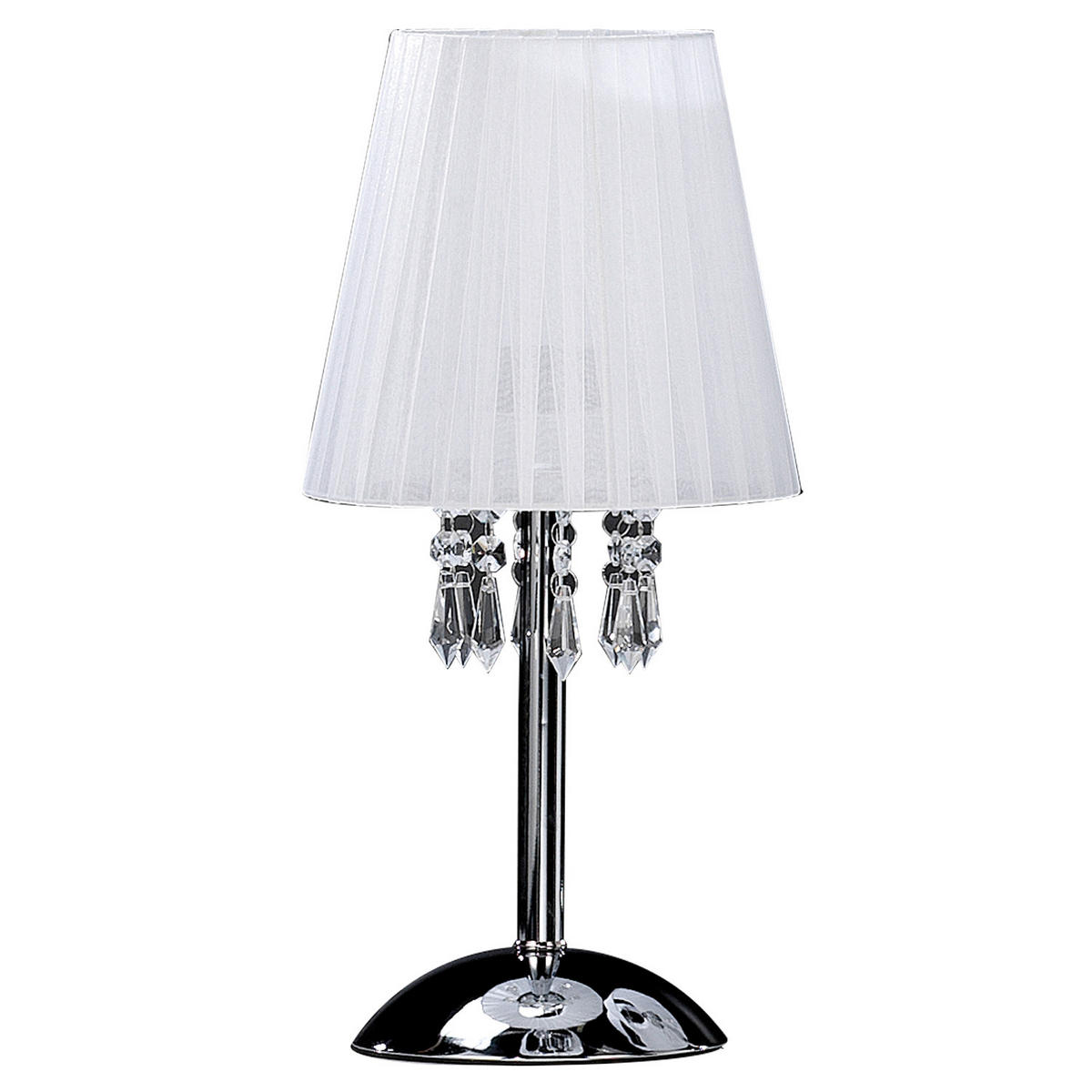 KRISTALL-TISCHLEUCHTE 20/42 cm   - Chromfarben/Weiß, KONVENTIONELL, Glas/Textil (20/42cm)