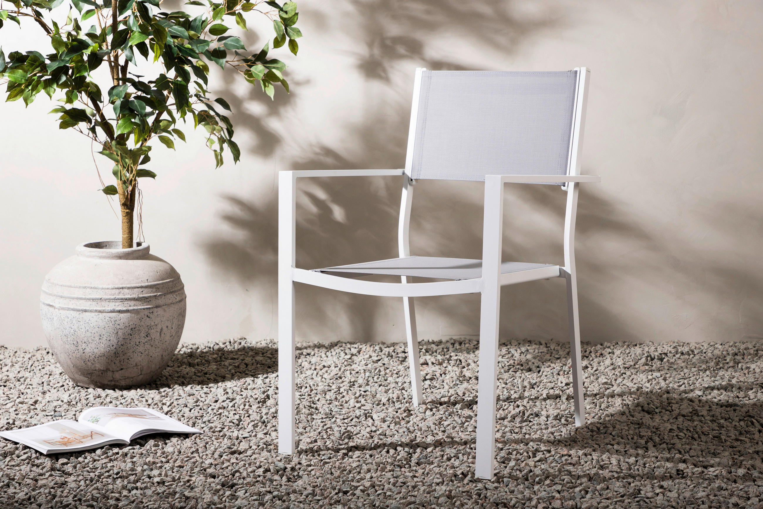 STAPELSESSEL Aluminium Weiß  - Weiß, KONVENTIONELL, Textil/Metall (56.5/88/61cm) - Gardenson