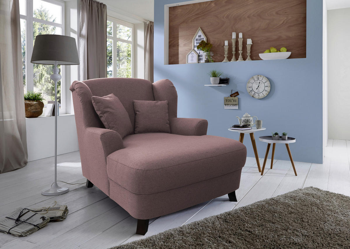 XXL-SESSEL in Flachgewebe Altrosa  - Dunkelbraun/Altrosa, Modern, Textil (109/104/145cm) - Sit & More