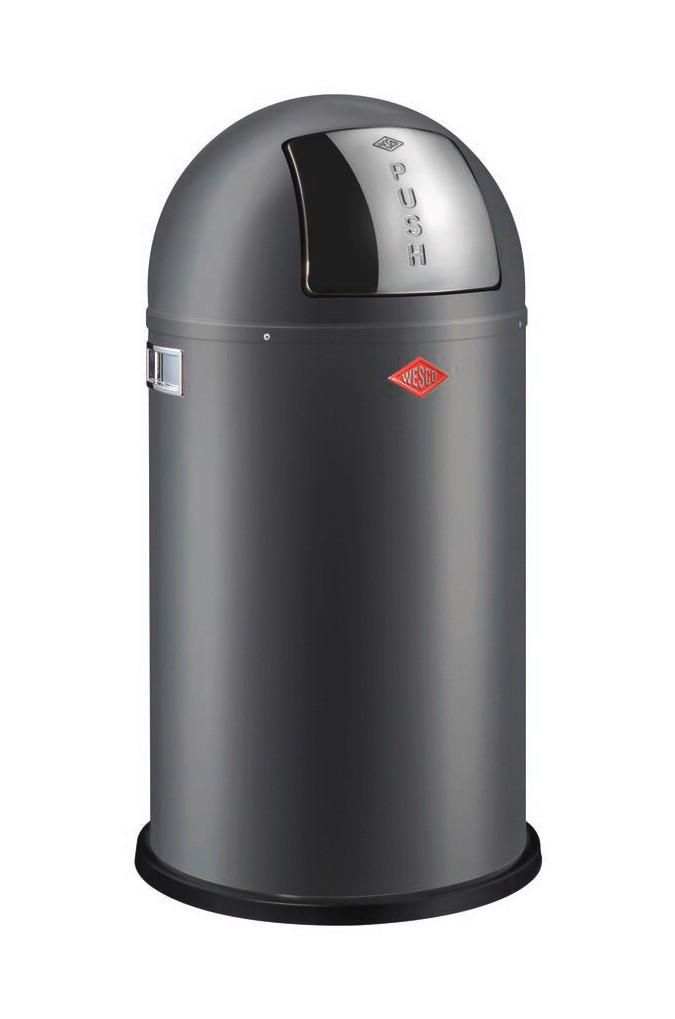 ABFALLSAMMLER PUSHBOY 50 L  - Edelstahlfarben/Graphitfarben, KONVENTIONELL, Kunststoff/Metall (40/75,5cm) - Wesco