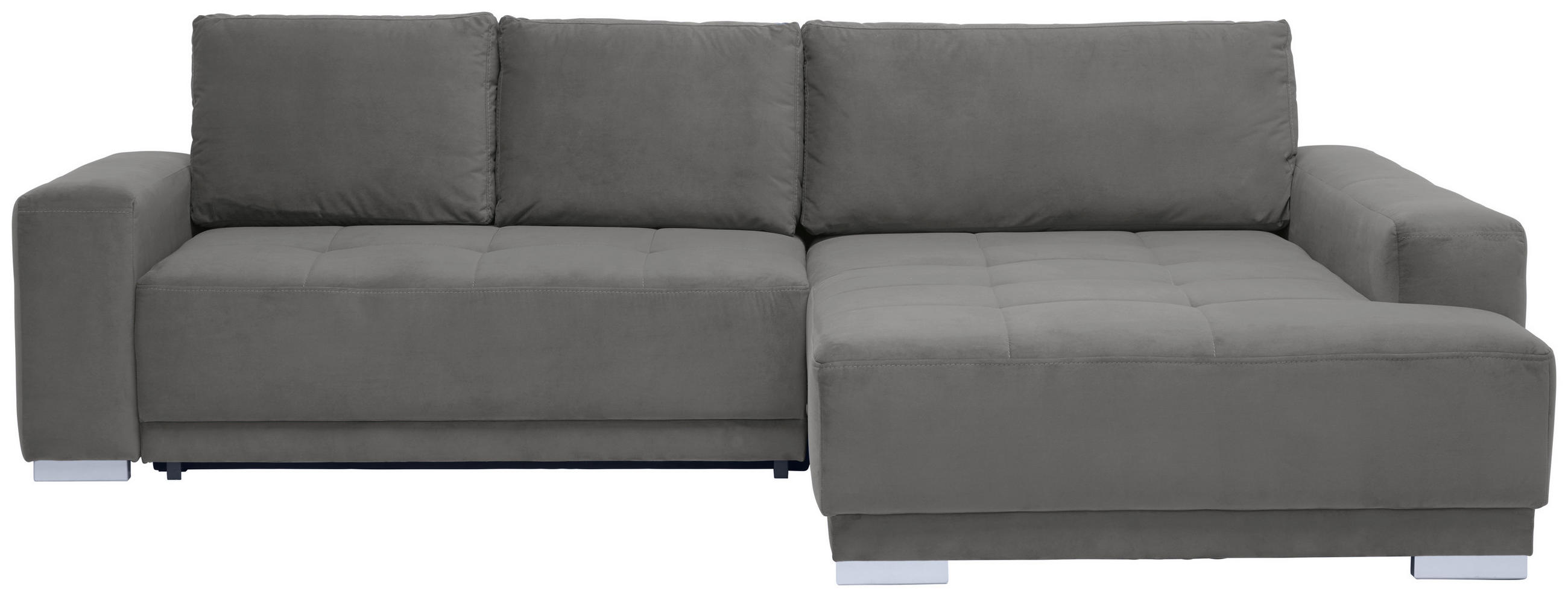 ECKSOFA in Flachgewebe Grau  - Silberfarben/Grau, Design, Holz/Textil (293/195cm) - Cantus