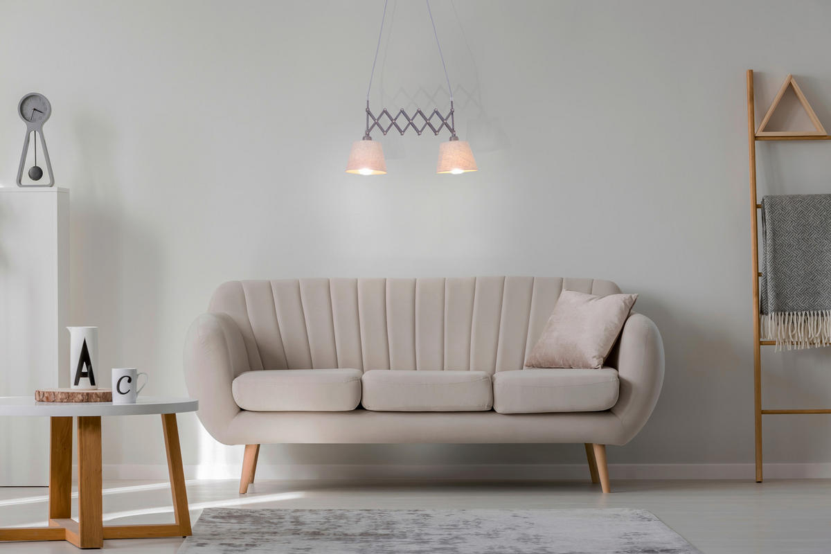 HÄNGELEUCHTE Adrienne 70/135 cm   - Braun/Naturfarben, KONVENTIONELL, Kunststoff/Textil (70/135cm) - Näve