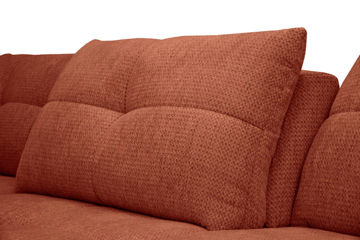 ECKSOFA Rostfarben Chenille Armlehnenkissen, Rücken echt, Sitztiefenverstellung  - Rostfarben/Schwarz, KONVENTIONELL, Textil/Metall (215/313cm) - Hom`in