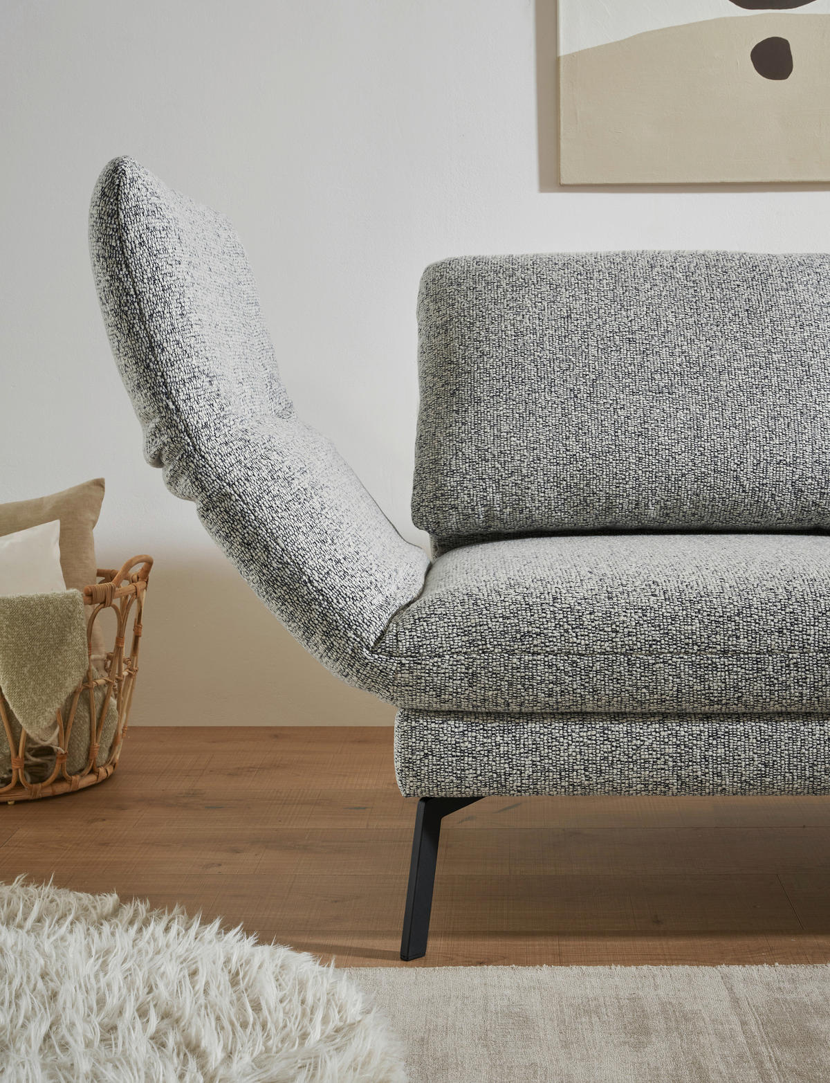 ECKSOFA in Flachgewebe Blaugrau  175-224/255-365 cm  - Blaugrau/Schwarz, Design, Textil/Metall (175-224/255-365cm) - Dieter Knoll