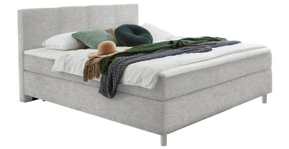 BOXSPRINGBETT 140/200 cm  in Hellgrau  - Chromfarben/Hellgrau, KONVENTIONELL, Kunststoff/Textil (140/200cm) - Hom`in