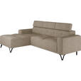 ECKSOFA Beige Chenille  - Beige/Schwarz, KONVENTIONELL, Textil/Metall (178/264cm) - Hom`in