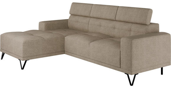 ECKSOFA Beige Chenille - Beige/Schwarz, KONVENTIONELL, Textil/Metall (178/264cm) - Hom`in