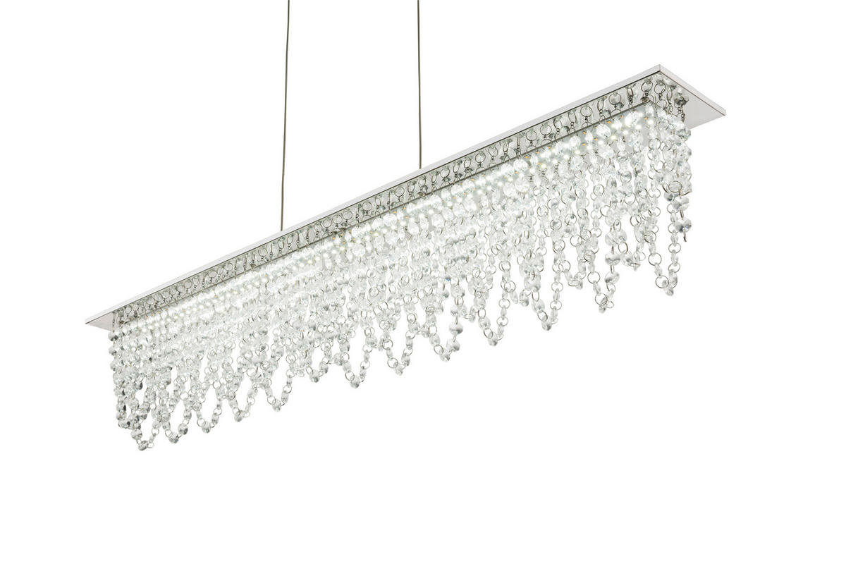 LED MENNYEZETI LÁMPA - krómszínű/átlátszó, Basics, üveg/fém (90/11/150cm)