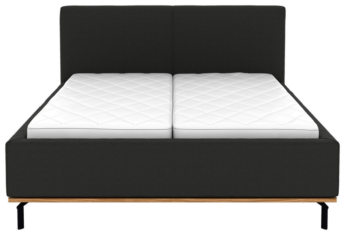 POLSTERBETT Matratze, Lattenrost, Bettkasten 180/200 cm  in Anthrazit  - Anthrazit/Graphitfarben, Design, Holz/Textil (180/200cm) - Musterring