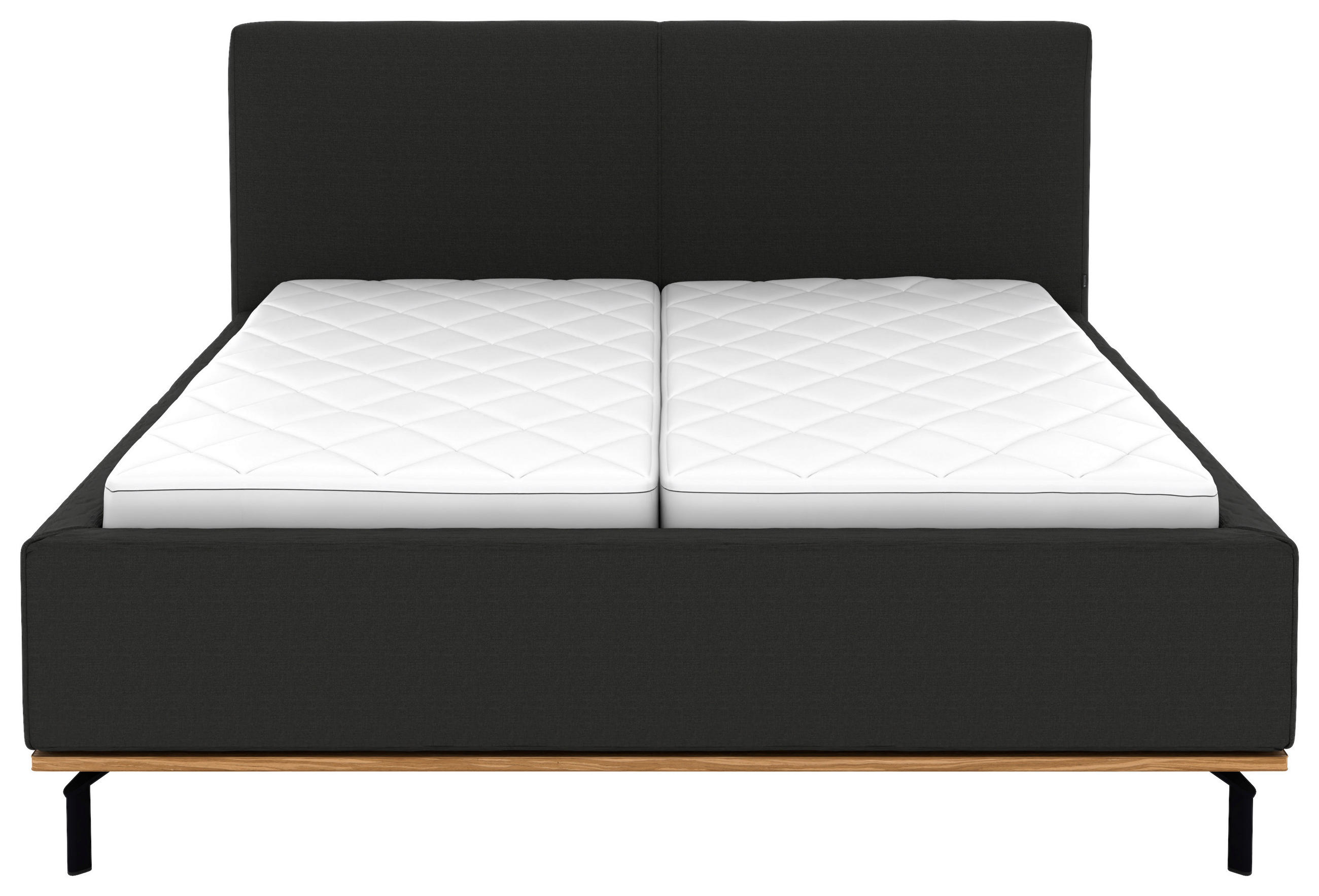 Thumbnail - Musterring Polsterbett, Anthrazit, Textil, Birke, Buche, massiv, H2 + H3, Höhe ca. 20 cm, 180x200 cm, Reach, atmungsakti...