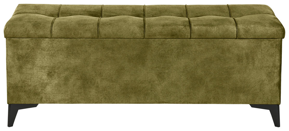BETTBANK 139/58/50 cm   - Schwarz/Olivgrün, Konventionell, Kunststoff/Textil (139/58/50cm) - Modante