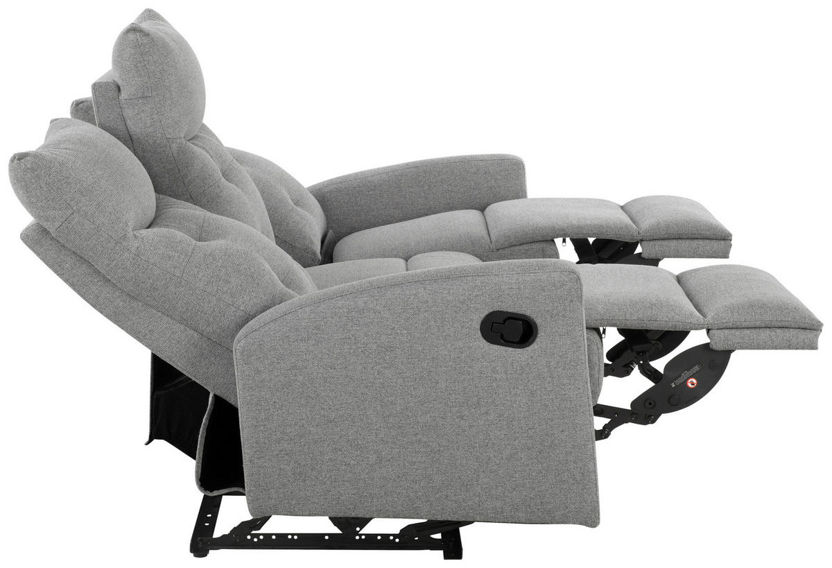 SITZGARNITUR Mikrofaser Grau  - Schwarz/Grau, Design, Textil/Metall - Livetastic