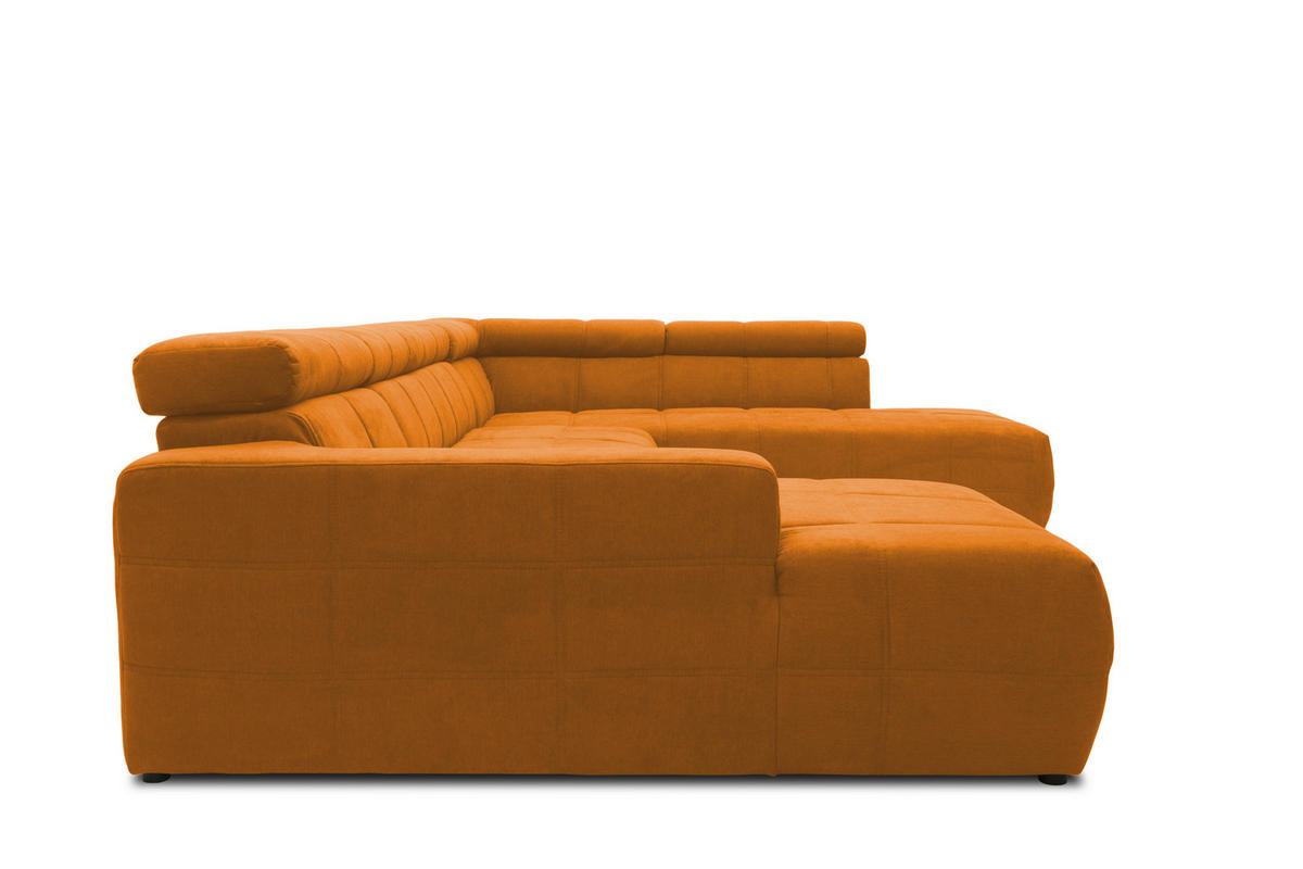 WOHNLANDSCHAFT in Mikrofaser Orange  - Schwarz/Orange, Design, Kunststoff/Textil (175/359/228cm) - MID.YOU