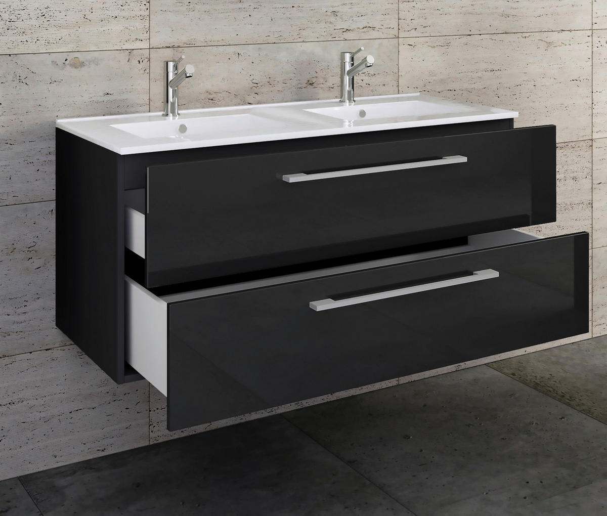 BADEZIMMER  in 112 cm  - Schwarz/Weiß, MODERN, Keramik/Holzwerkstoff (112cm) - MID.YOU