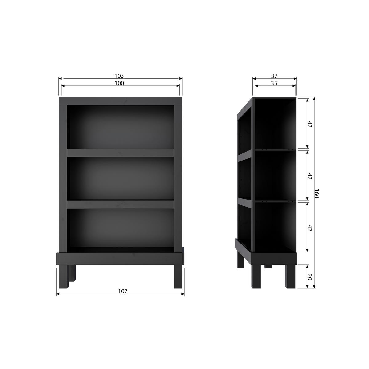 KOMMODE Bonk, 107/160/39 cm,  - Schwarz, Design, Holz (107/160/39cm) - Livetastic