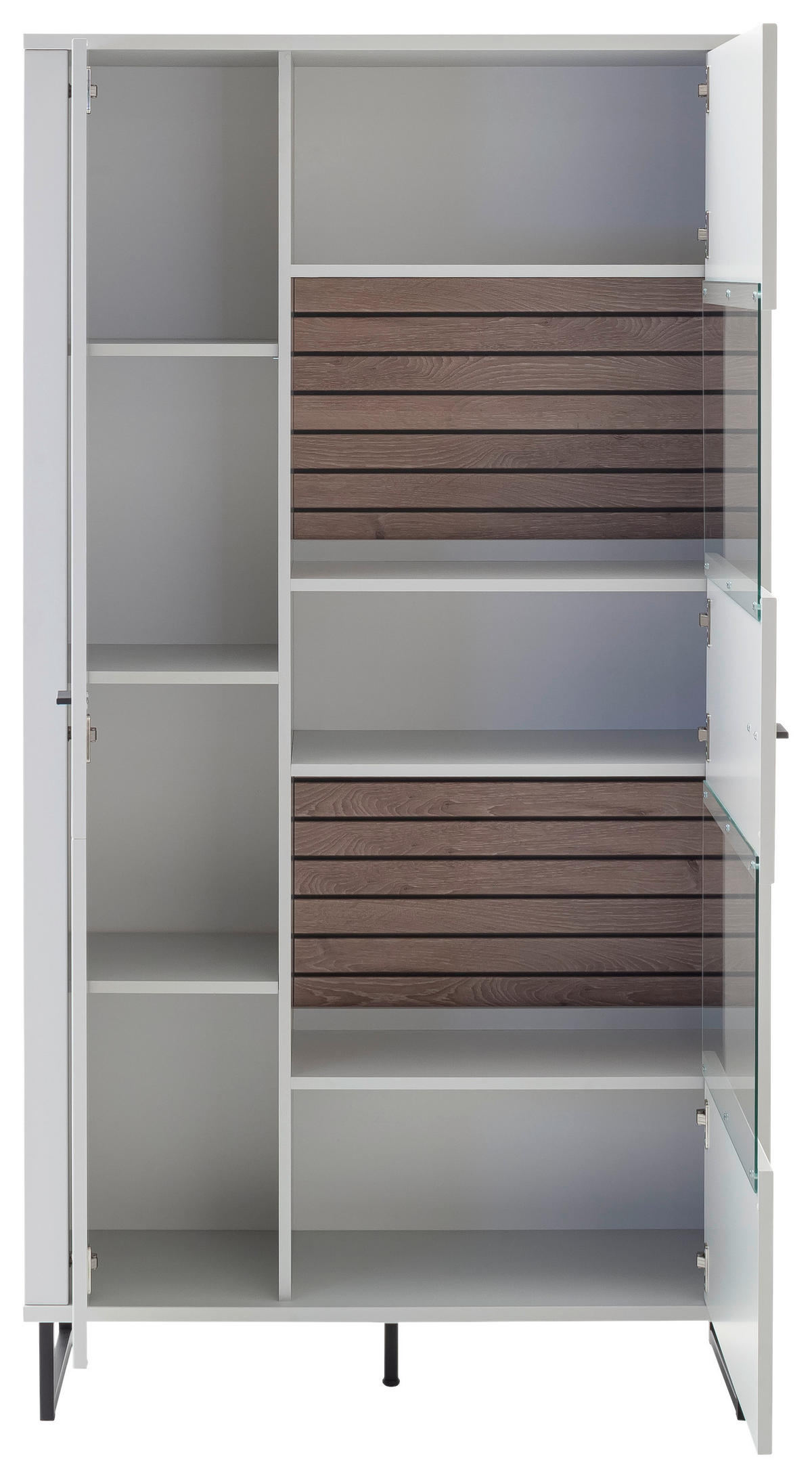 VITRINE Weiss, Eichefarben  100/185/37 cm  - Weiss/Eichefarben, Design, Glas/Holzwerkstoff (100/185/37cm) - Stylife
