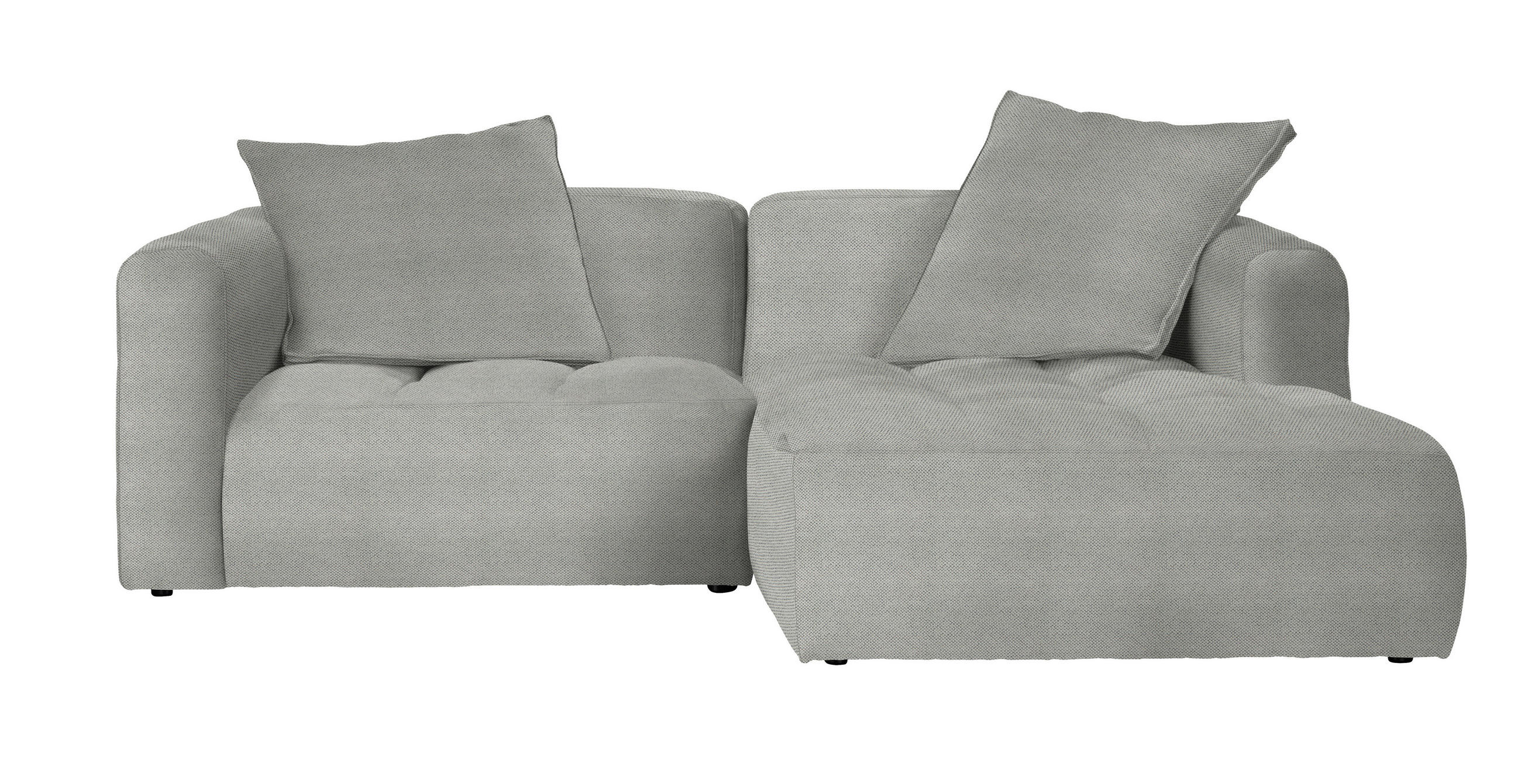ECKSOFA Grau, Hellgrau Webstoff  - Hellgrau/Schwarz, LIFESTYLE, Kunststoff/Textil (240/173cm) - Stylife