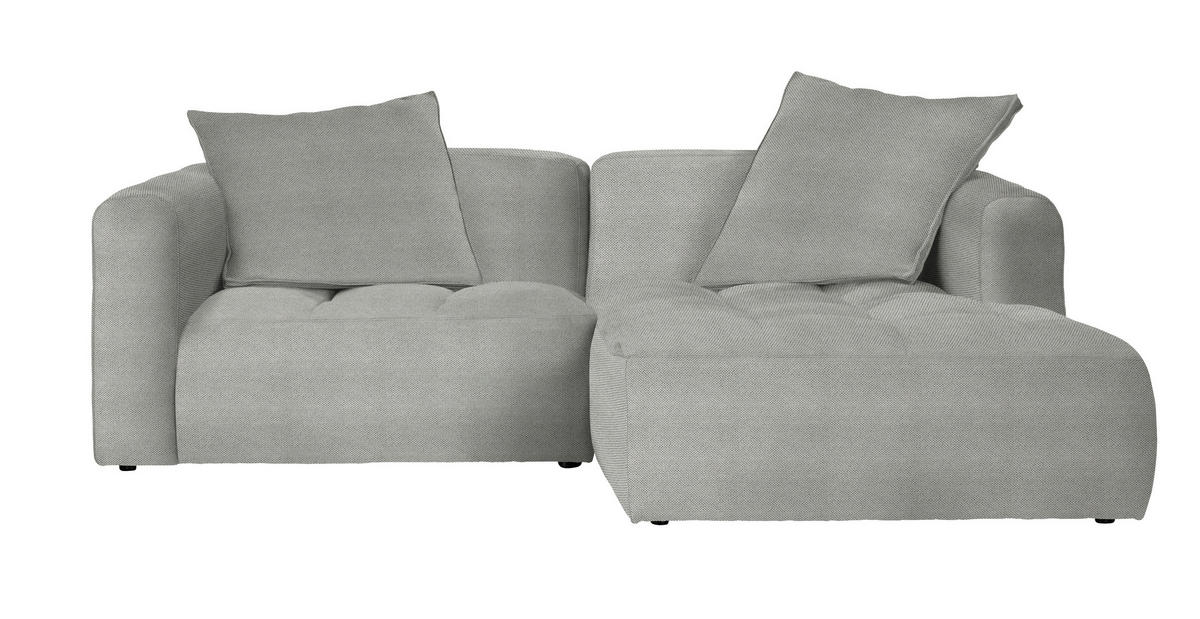 ECKSOFA in Webstoff Grau, Hellgrau  - Hellgrau/Schwarz, Lifestyle, Kunststoff/Textil (240/173cm) - Stylife